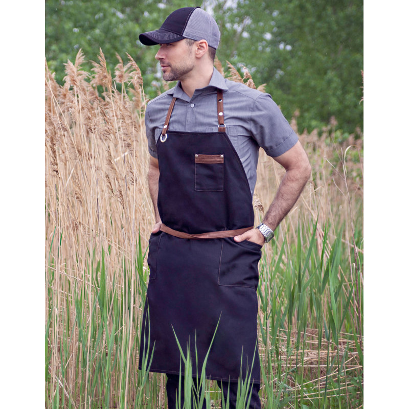 Solid Color Bib Apron, Black