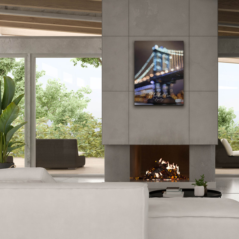 «Manhattan Bridge Out Of Focus» par Andreas Magnusson, art mural sur toile, H 34 po x l 26 po x P 1,5 po