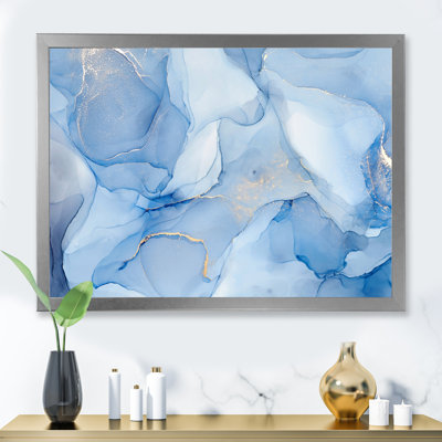 Liquid Ink Art In Shades Of Light Blue I - Abstract Printed Canvas Wall Art
