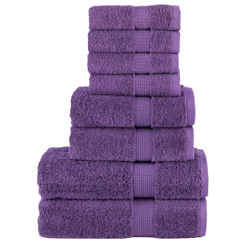 Premium Towel Set SOLUND 600 Gsm, Purple, 8 Piece Towel Set