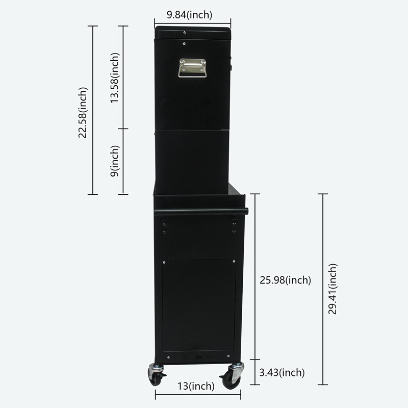 20.87'' W 6 -Drawer Steel Job Site Storage with Wheels, Black