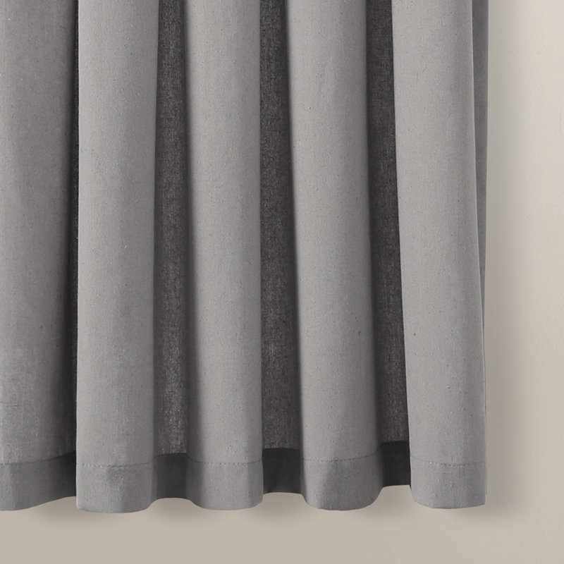 Cotton Blend Semi Sheer Curtain Single Panel, 52"W x 63"L, Dark Gray