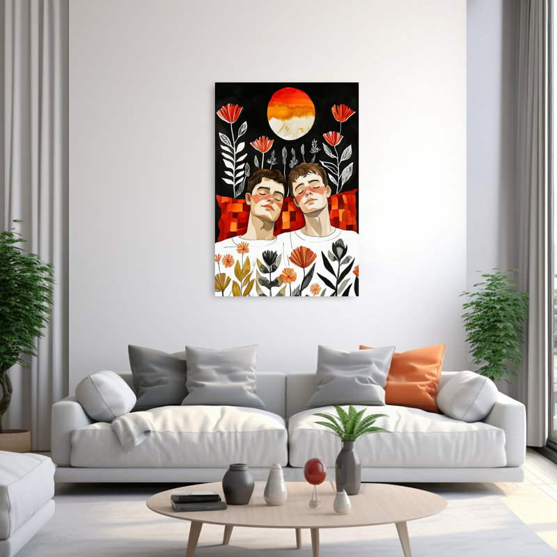 Peaceful Folk Dream Abstract Modern Peaceful Nature Plant Wall Art Print 1 Piece Wrapped Canvas Wall Art