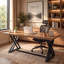 Solid Wood Steel Computer Desk