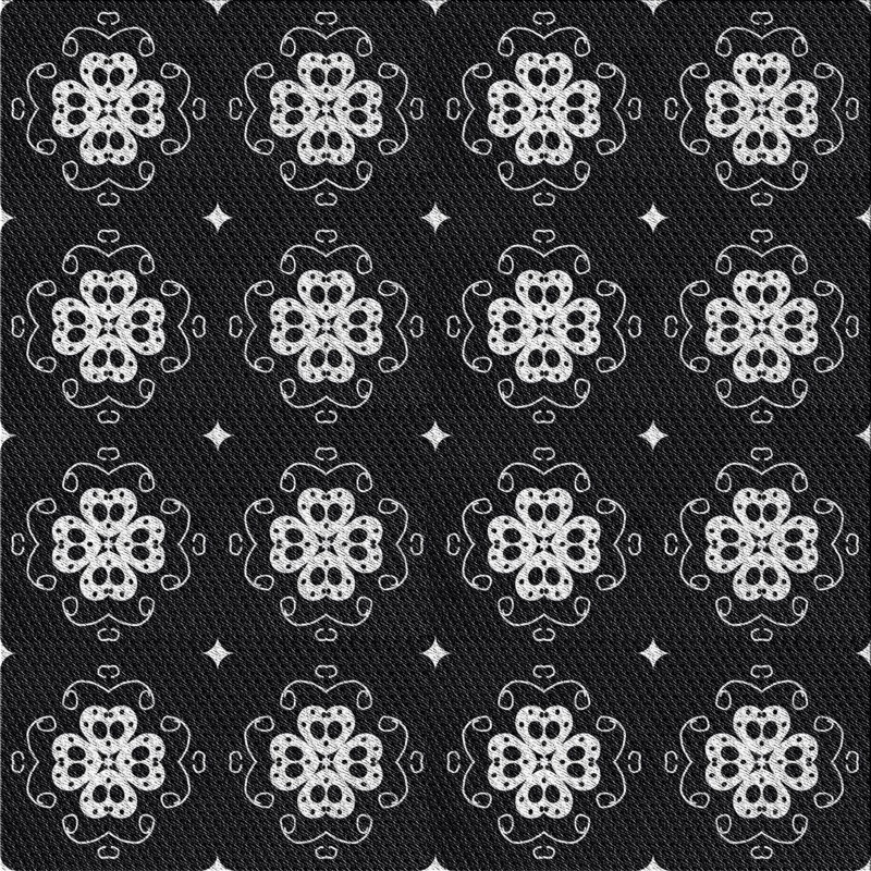 Tapis noir/blanc tissé à la machine, Carré 5 pi