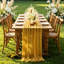6 pièces de chemin de table jaune, 10 pieds de chemin de table en gaze rustique doré 35 * 120 pouces chemins de table bohème pour mariage, douche, anniversaire, fête de naissance, centre de table
