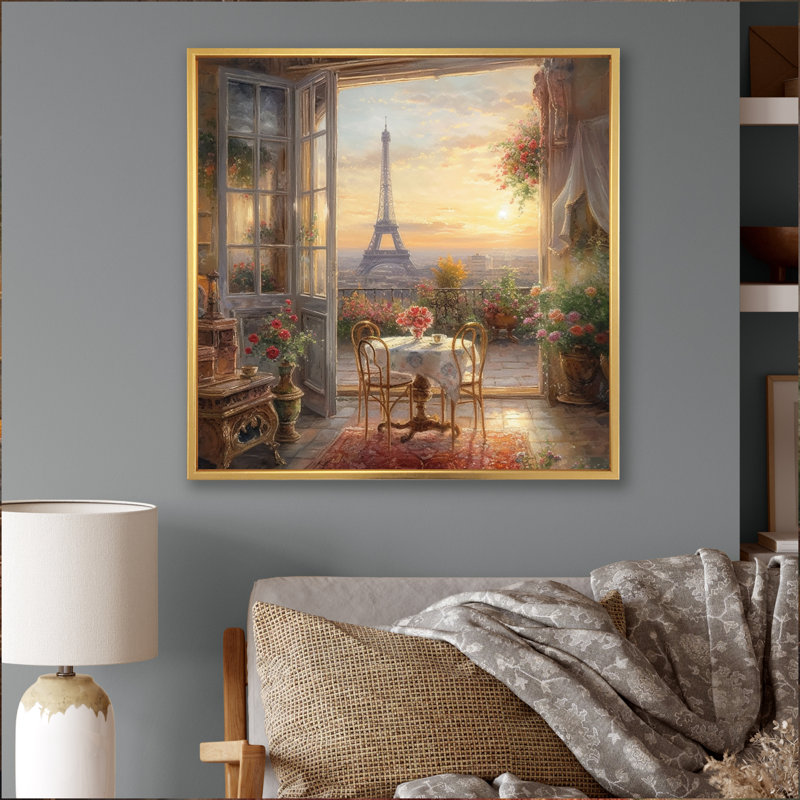 Impression sur toile, H 30 po x l 30 po, Reproduction avec cadre flottant, Doré