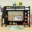 Lit mezzanine en bois avec bureau intégré, éclairage à DEL et compartiment de rangement-289922303-289922301