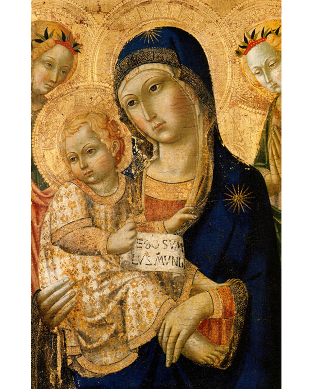 Vierge à l'enfant avec des anges, H 24 po x l 15 po