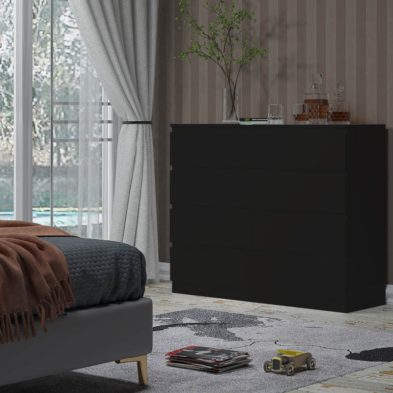 Carlton 8 Drawer 120Cm W Double Dresser, Matt Black