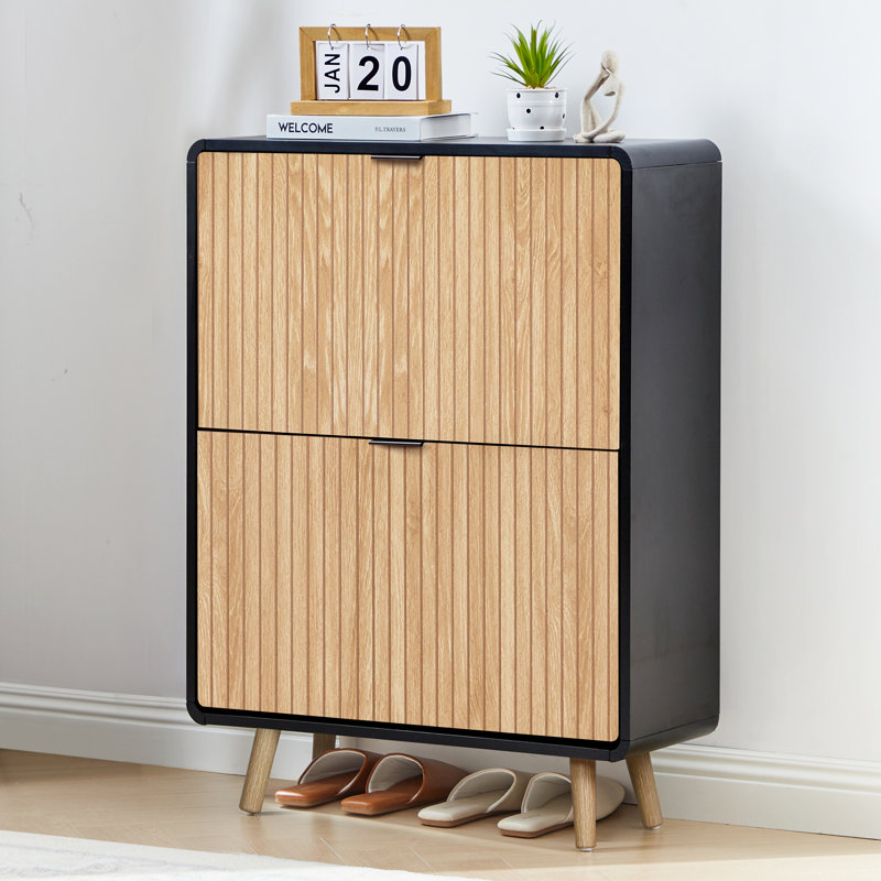 12 Pair Shoe Storage Cabinet, Yellow