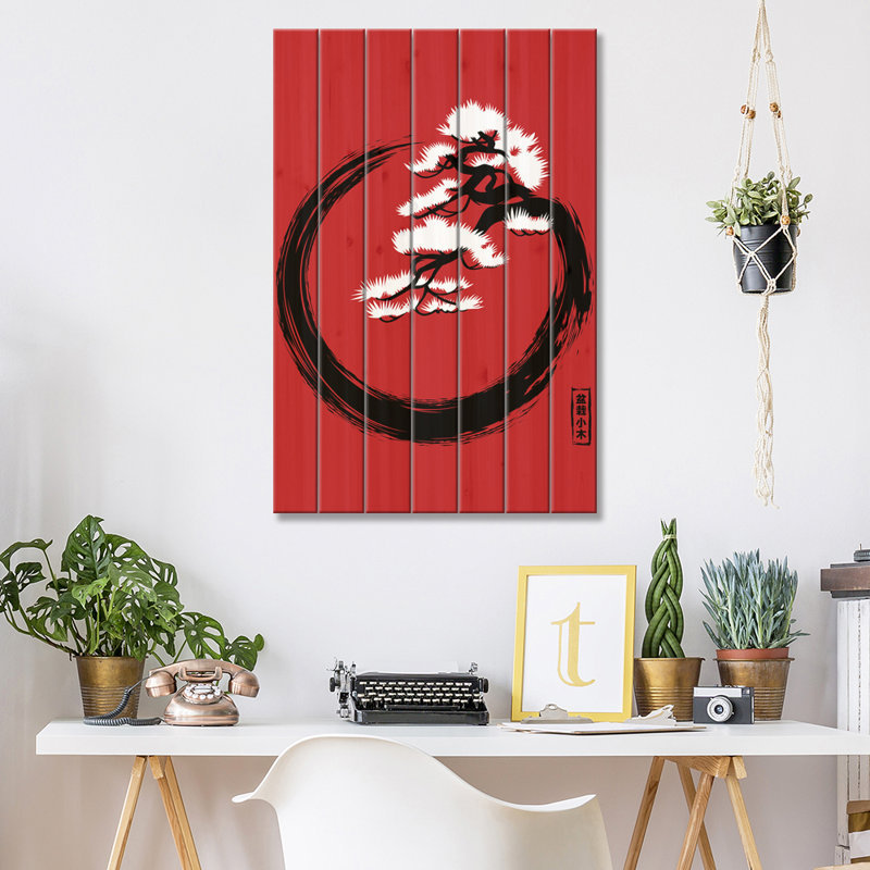 Cercle Bonsai - impression sans cadre sur bois, H 26 po x l 18 po x P 1,5 po