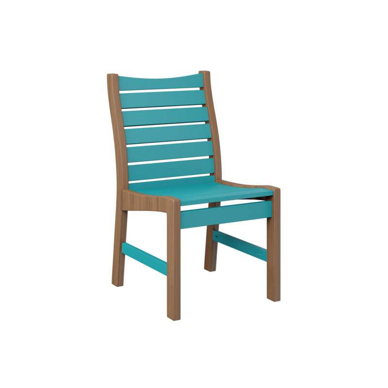 Bristol Outdoor Dining Side Chair, Blue/Antique Mahogany