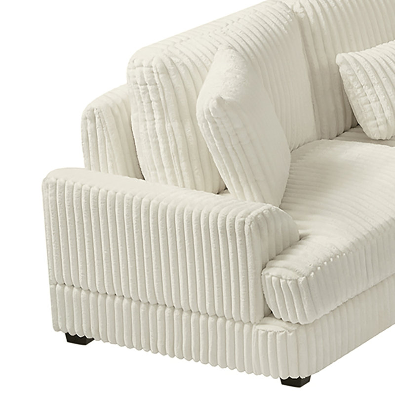 Canapé modulaire moderne rembourré en tissu de velours côtelé, Velours côtelé beige