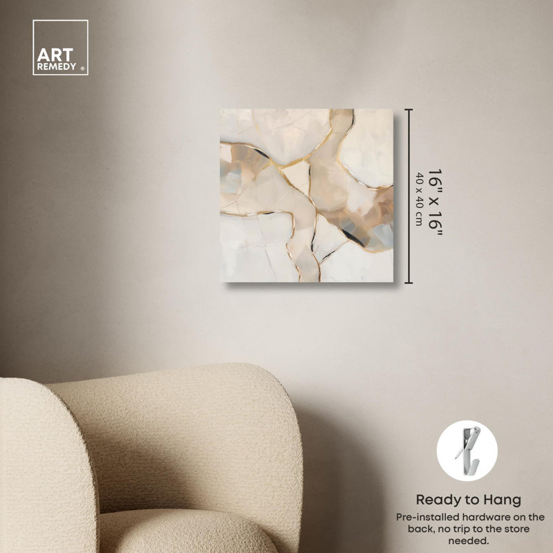16" x 16" Abstract Gemstone Canvas Art in Porcelain White