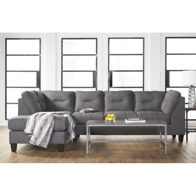 Canapé modulaire en L 2 de 2500 pièces faisant face à gauche, Polyester gris Jitterbug