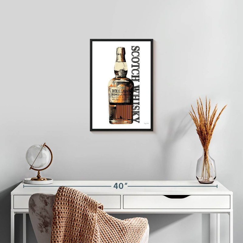 Scotch whisky, 13 po x 19 po, Cadre flottant noir