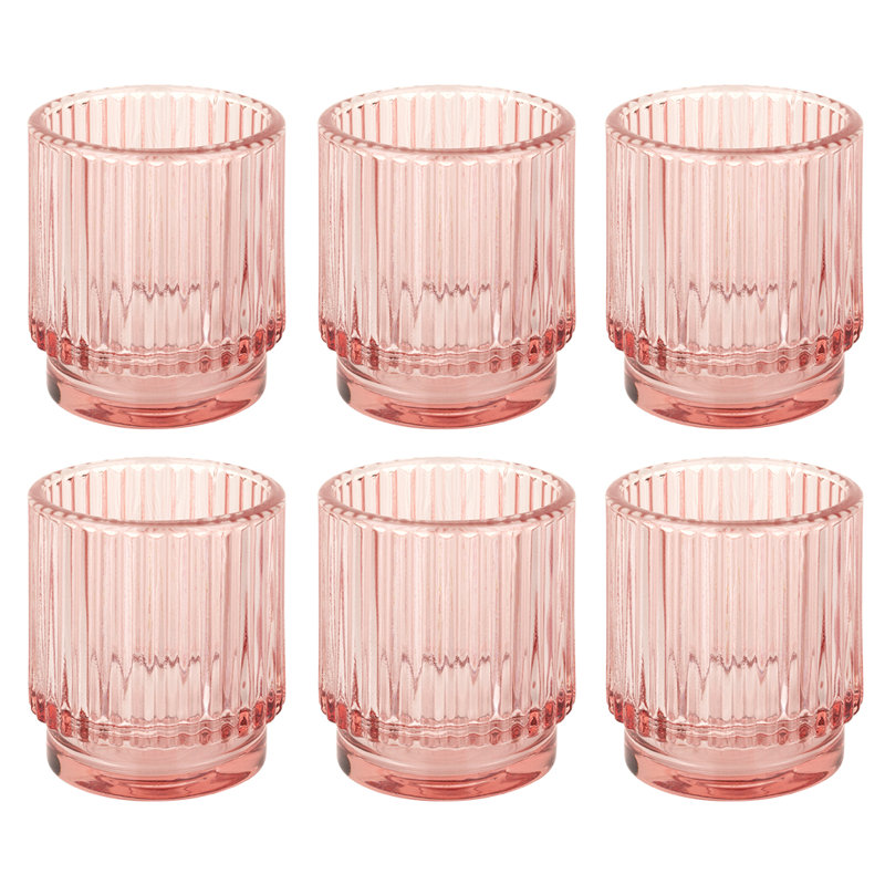 Porte-votive de table en verre, Rosé
