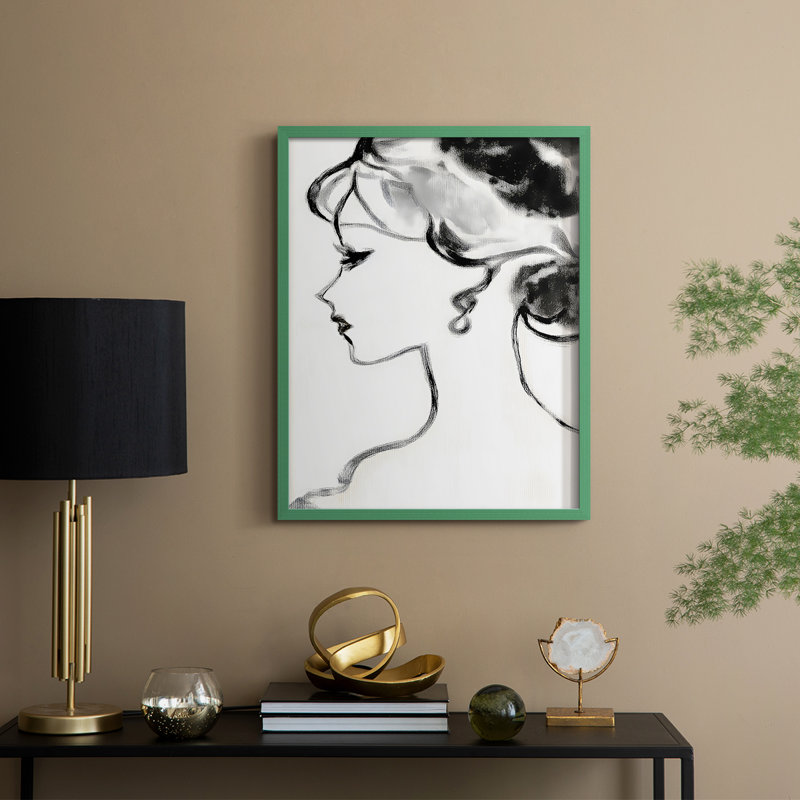 Reproduction encadrée WOMEN Series CLXV - bois massif, H 11 po x l 9 po, Vert