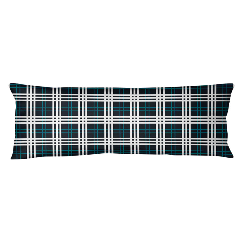 Polyester Medium Pillow, Black/Teal/White, Plush Fleece