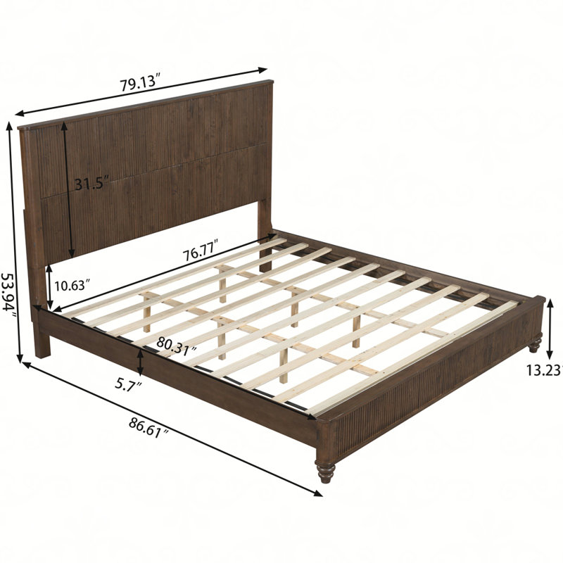 Cadre de lit en bois massif, cadre de lit plateforme très grand avec tête de lit, grand lit en bois naturel, aucun sommier nécessaire