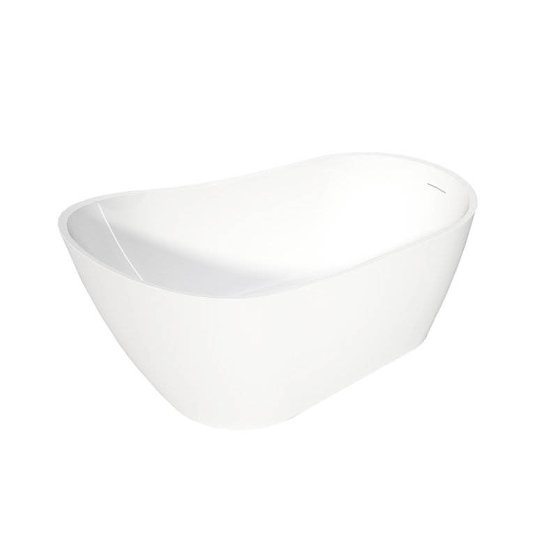 Stand Alone Oval - Shape White Acrylic High Back Soaker Bathtub  5932 Inch , Non Slip Feature And Stain Surface, No Drains Included Inch  With Feature, Spacious Design,