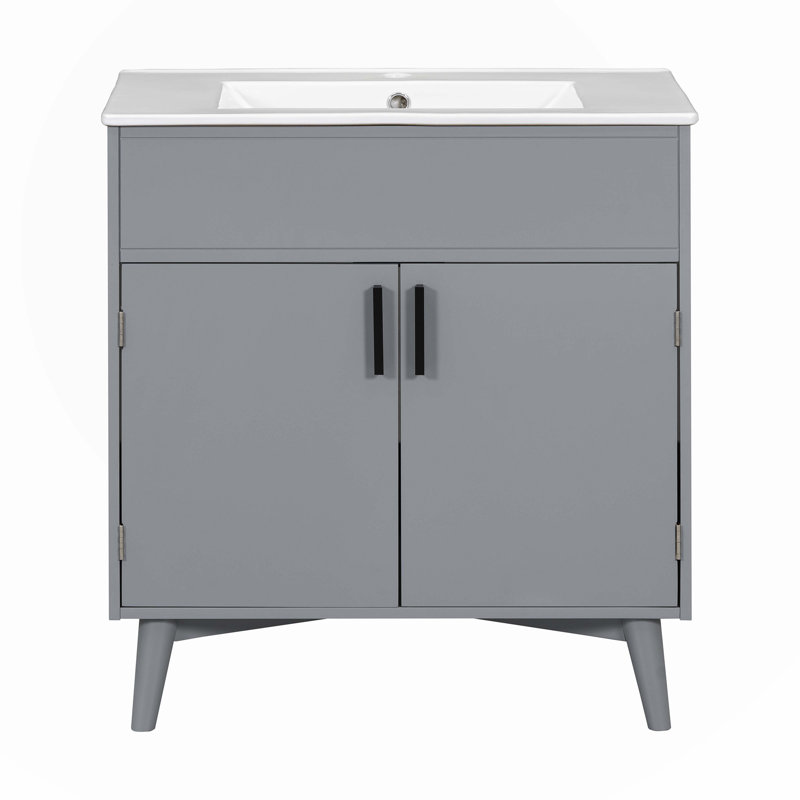 Meuble-lavabo simple avec plateau 30,00 po Iamandi, Gris
