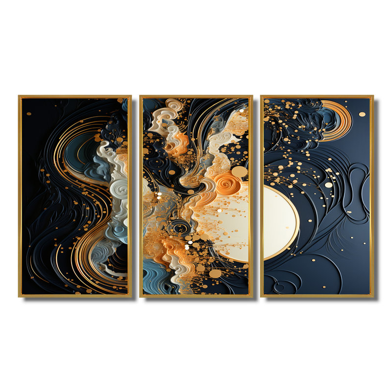 Ensemble de salon Golden Wall, Cadre flottant doré, H 40 po x l 60 po x P 1 po