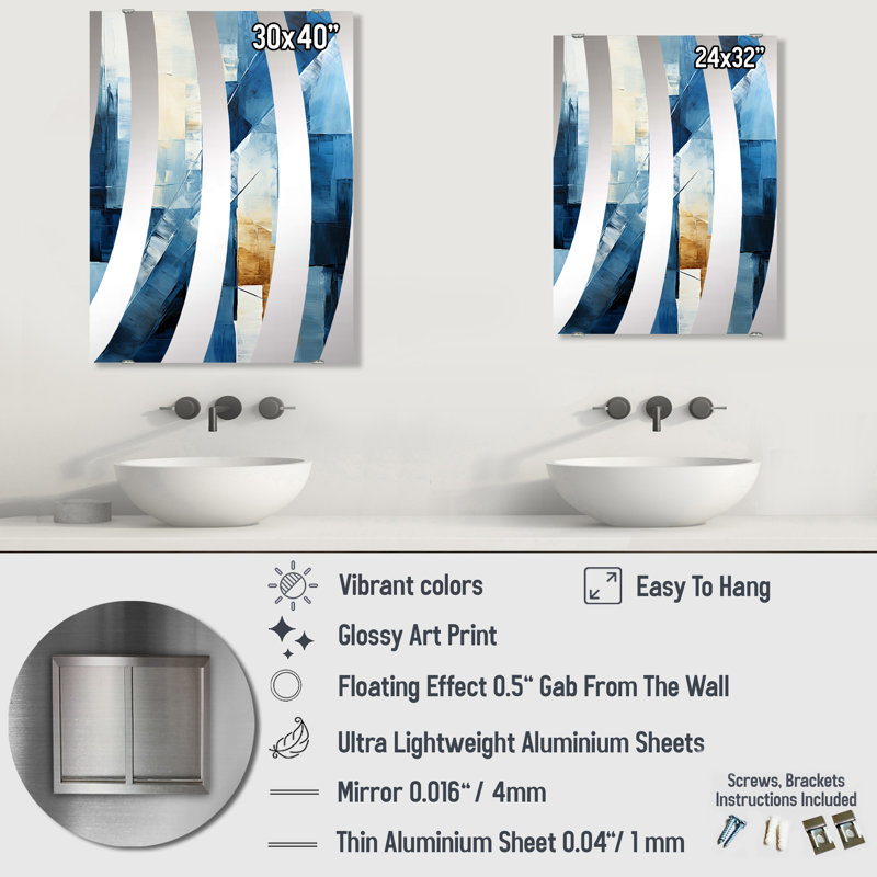 Décorations nautiques géométriques IV - Miroir mural géométrique abstrait MIR132930, 32 po x 24 po