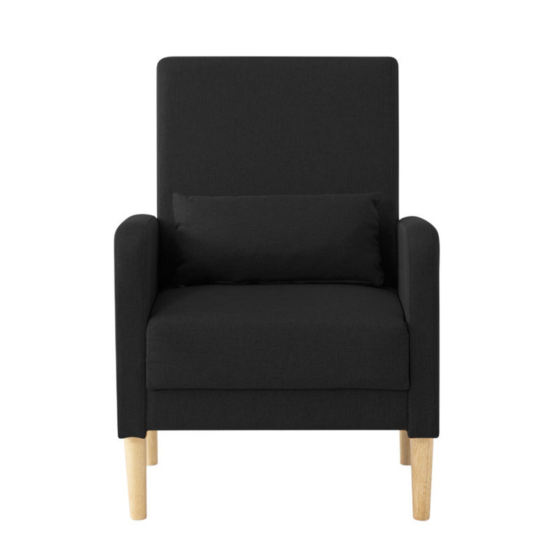 Fauteuil d'appoint rembourré de 67,5 cm de large, Lin, Noir