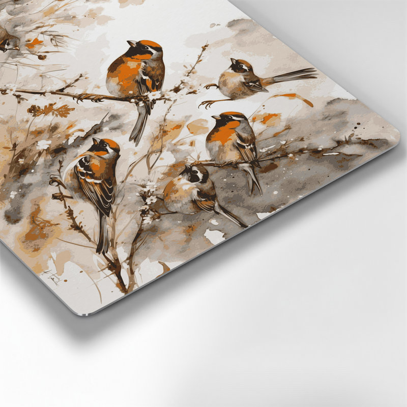 Oiseau en métal beige, H 12 po x l 18 po
