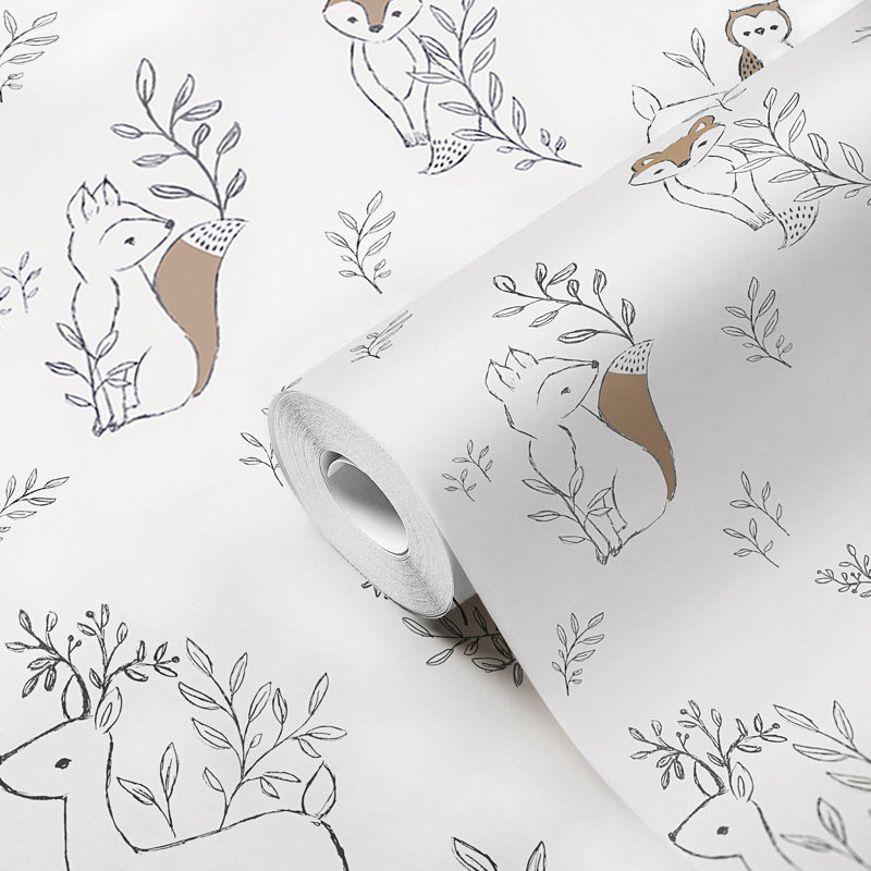Woodland Animal Nursery Wallpaper by Crane Baby, Traditional Application