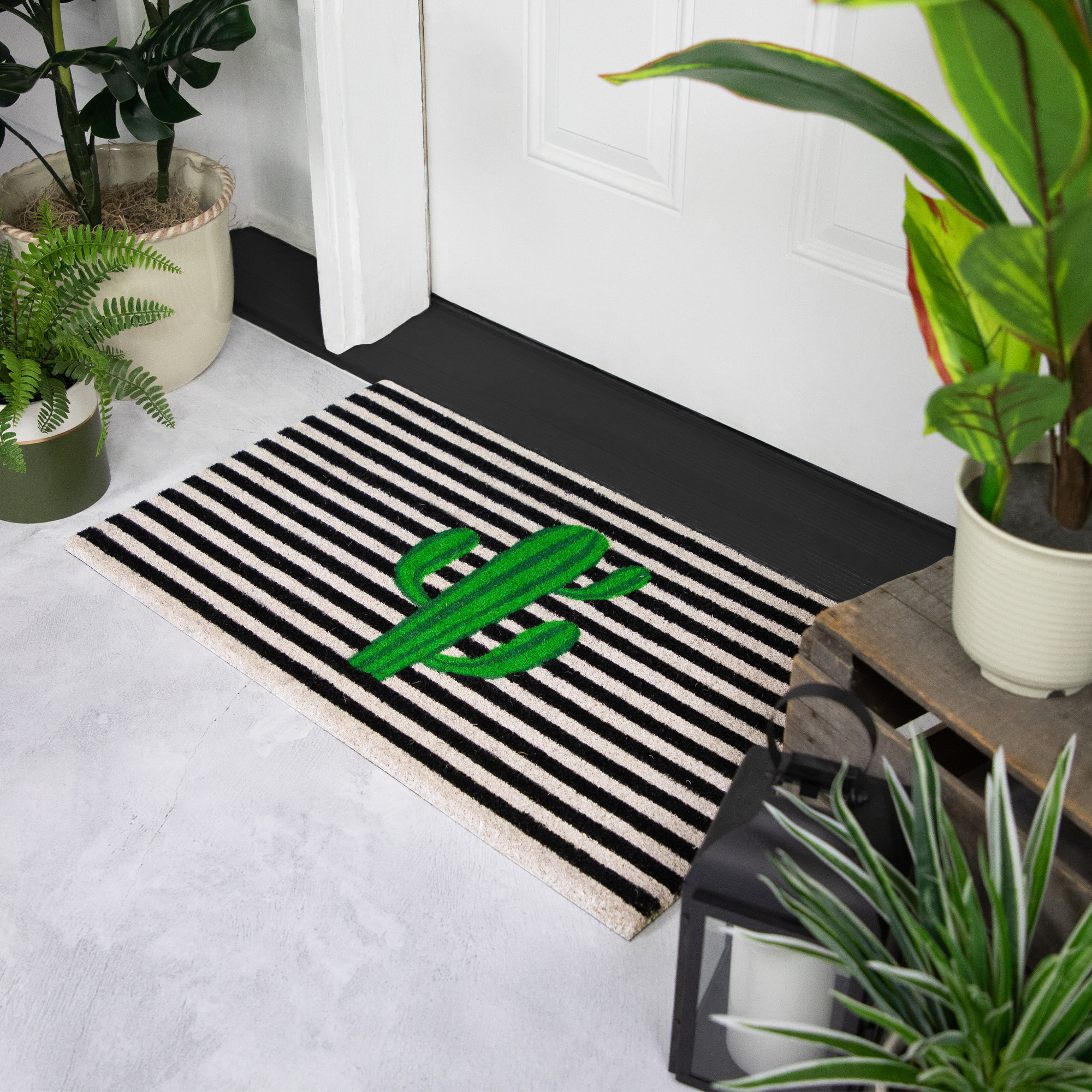 Ebern Designs Alleyn Non-Slip Striped Outdoor Doormat & Reviews