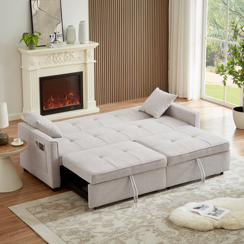Canapé-lit convertible grand format 81 pouces, très grande causeuse beige, Beige