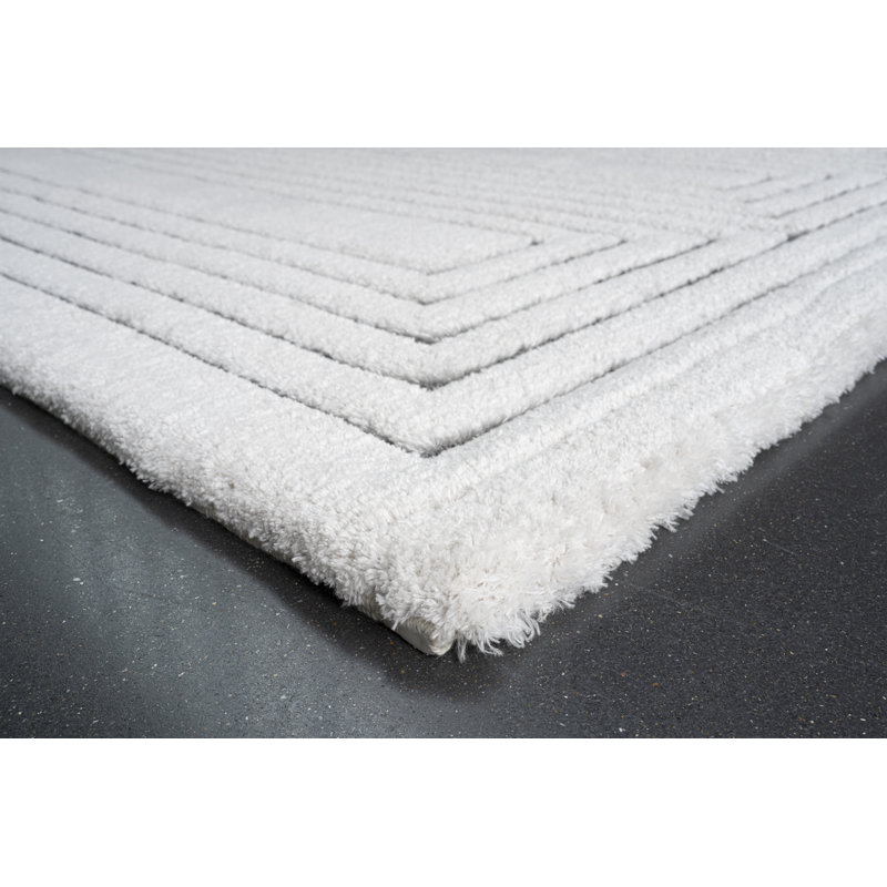 Tapis en polyester recyclé ivoire et gris anthracite Nube, Rectangle 5 pi 3 po x 7 pi 6 po
