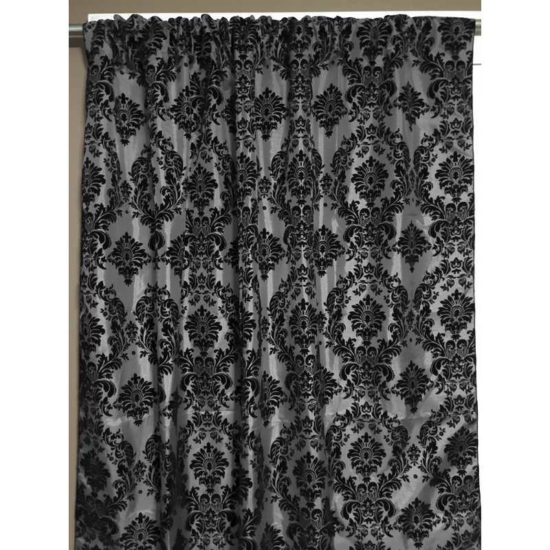Amboy Semi Sheer Curtain Single Panel, 56" W x 72" L, Black/Silver