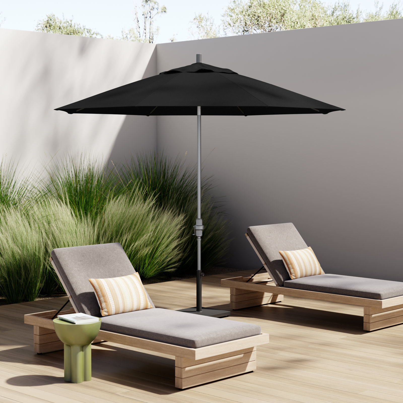 Romany 108'' Outdoor Umbrella, Black - Pacifica