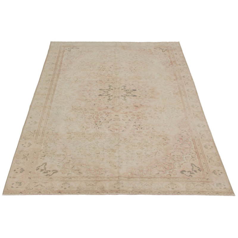 Tapis de surface en laine 5 pi 11 po x 9 pi 4 po one-of-kind noué la crème Vincente