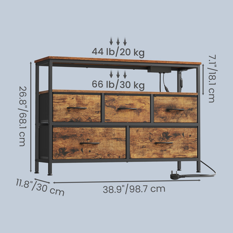 98.7cm W 5 - Drawer Chest of Drawers, Brown