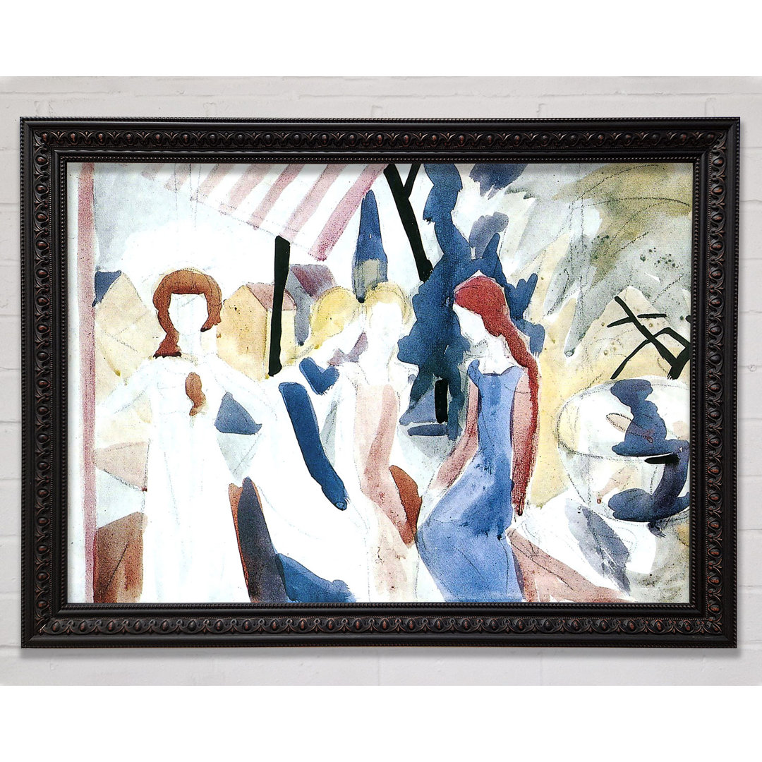 Gerahmtes Leinwandbild Four Girls On Altane von August Macke