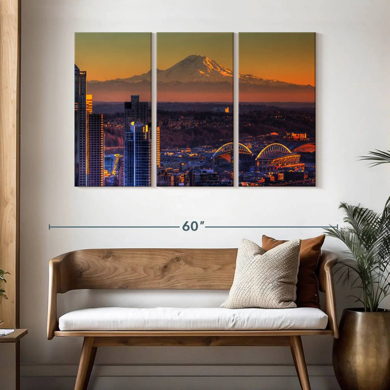 Sirci Seattle, coucher de soleil brillant, H 32 po x l 50 po