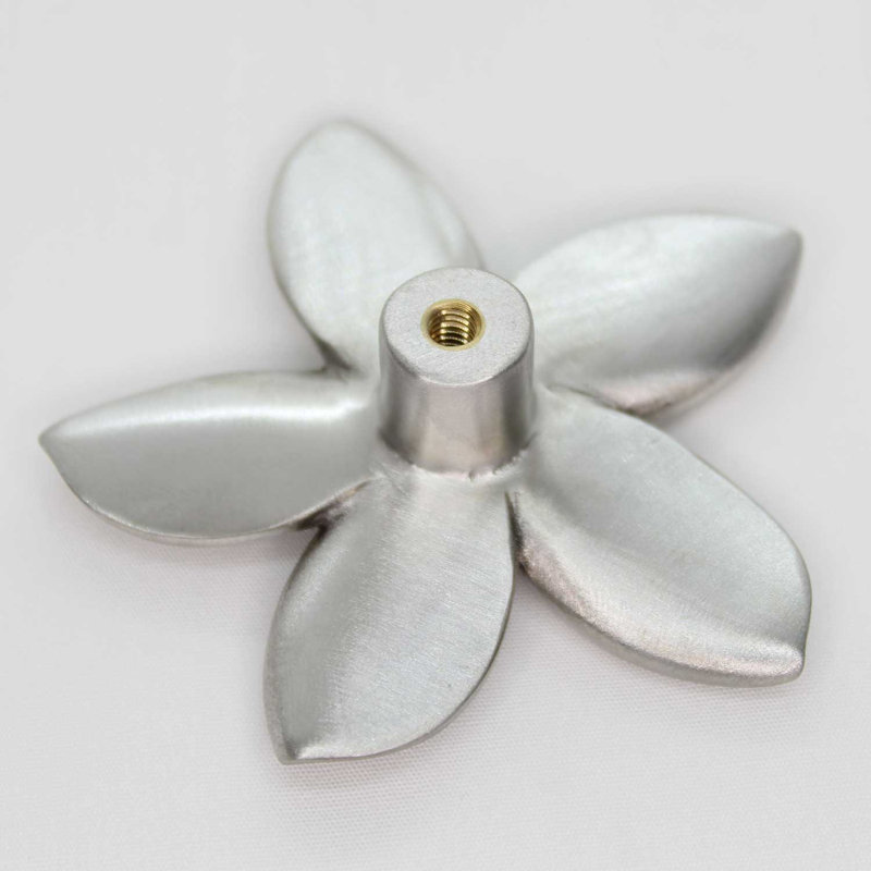 2" Plumeria Flower Medium Knob, Brushed Nickel, 2" L x 2" W, 1