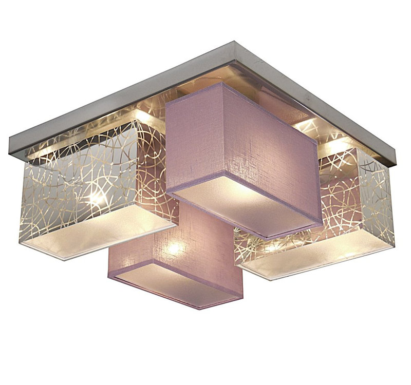 Pascoe Fabric Semi Flush Mount, Silver/Purple Transparent