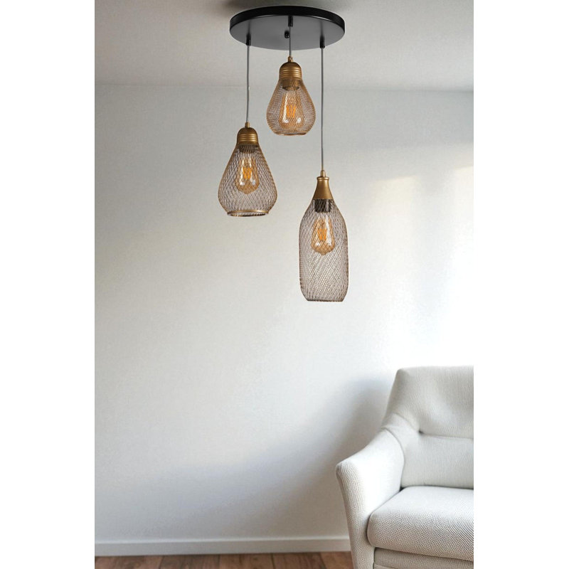 Lustre élégant en métal, finition dorée et noire, hauteur réglable 31,5 po x 9,8 po x 11,8 po | 3 x douilles E27 de 40 W maximum | Éclairage élégant pour le salon, la salle à manger ou la chambre à coucher | Conception moderne avec indice de protection IP20