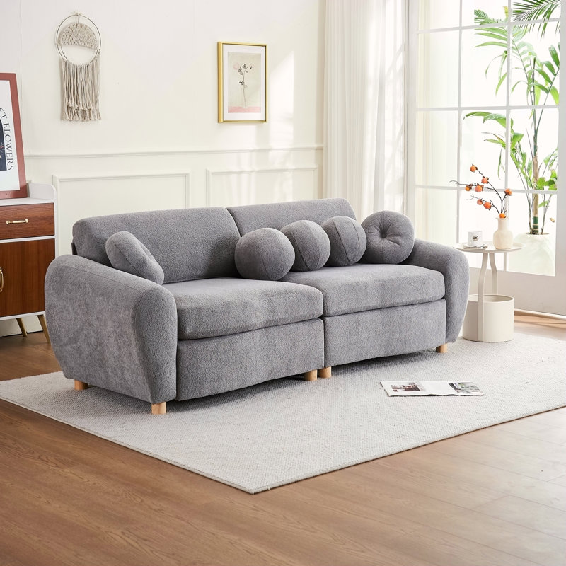 Canapé modulaire moderne en chenille vert, confortable et élégant pour un salon, un appartement ou un bureau à domicile, Gris