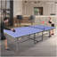 Ensemble de table de ping-pong pliable et portatif bleu 9 * 4,1 pi pour les jeux d'intérieur avec filet, 2 raquettes et 3 balles-128611231-128611233