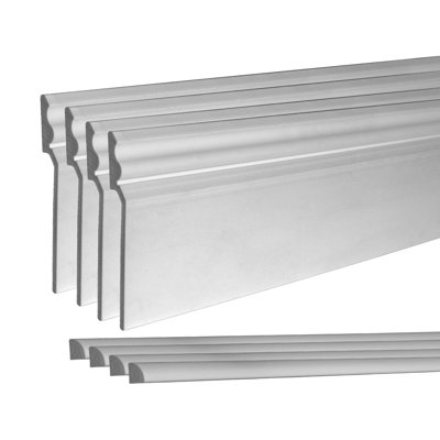 Complete Floor Moulding Kit, 8In High X 7/8In Proj Baseboard, 3/4In H X 3/4In Proj Quarter Round, Both 8Ft Long