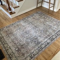 Agalia Machine Washable Oriental Charcoal/Gray Area Rug Lark Manor Rug Size: Rectangle 6'7 x 9