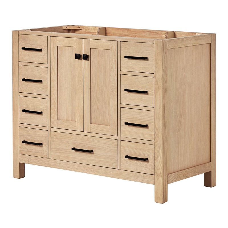 Cambridge 42'' W Single Bathroom Vanity Base, Matte Black, Oak