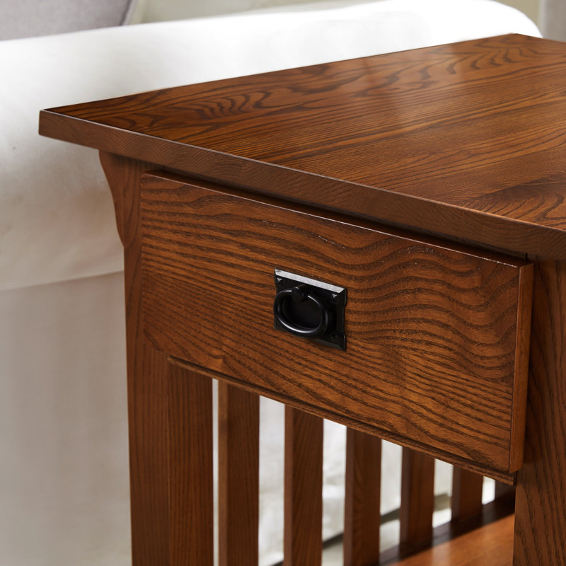 Mission Solid + Manufactured Wood Side Table, Medium Oak